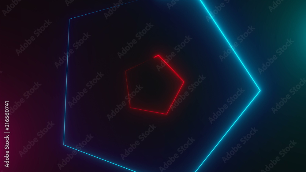 Many neon triangles in space, abstract computer generated backdrop, 3D rendering backdround Many neon triangles in space, abstract computer generated backdrop, 3D rendering backdround