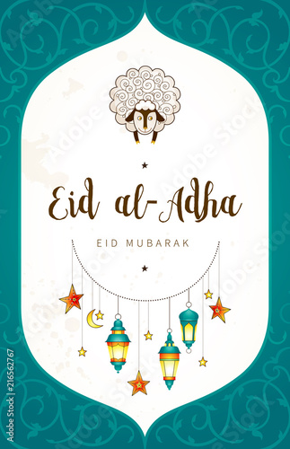 Happy sacrifice celebration Eid al-Adha card.