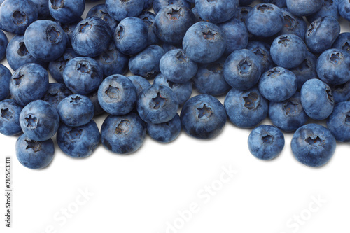 healthy background. blueberries isolated on white background. top view
