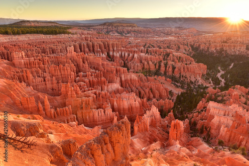 Sunrise Point in Bryce Canyon National Park in Utah USA during sunrise.