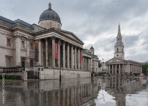 The National Gallery and St. Martin in the Fields in London