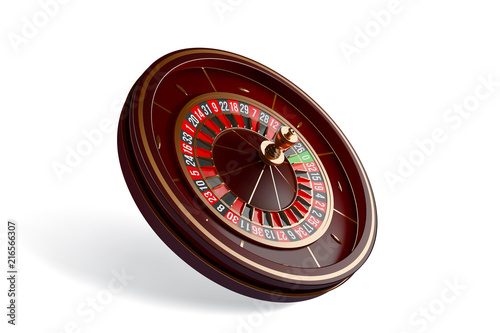 Casino roulette wheel top view isolated on white background. 3d vector illustration.