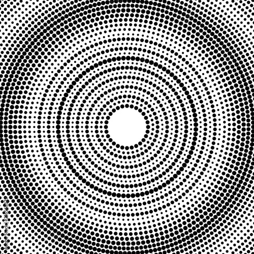 Abstract dotted background. Radial pattern. Vector