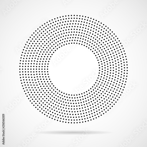 Abstract dotted circles. Dots in circular form. Halftone effect. Vector