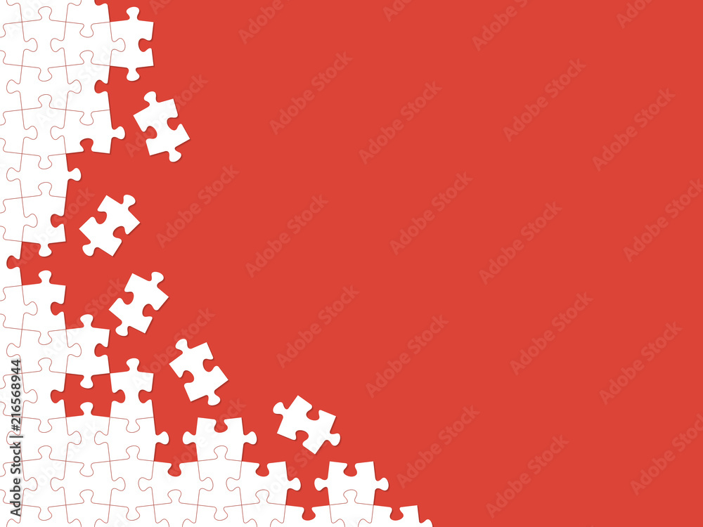 Red puzzle pieces. Vector background with place for your text - obrazy, fototapety, plakaty 