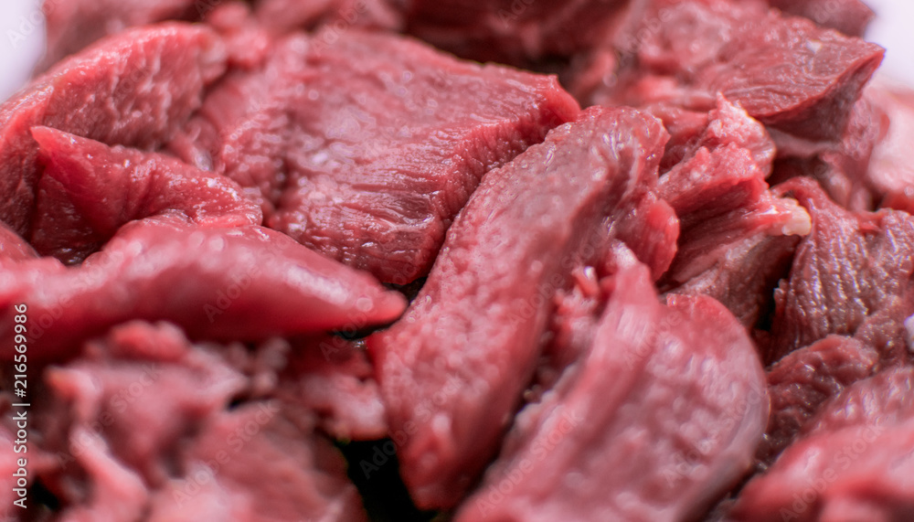 Sliced raw beef. Sliced raw beef.