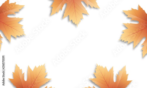 Autumn leaves background. Fall maple leaves frame, overlay, banner