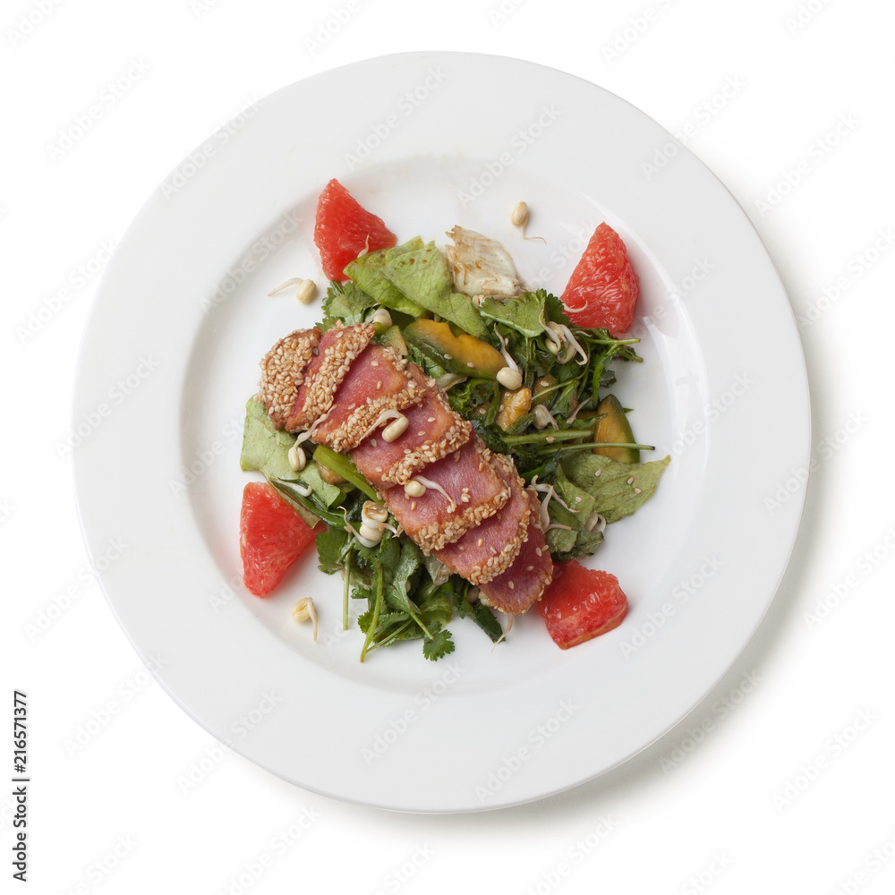 Vietnamese salad, isolated on white, view from above Vietnamese salad, isolated on white, view from above
