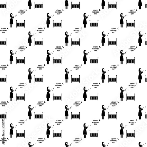 mother puts the child icon in Pattern style