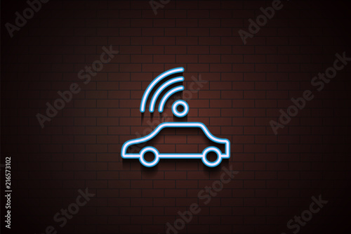 self driving car icon in Neon style