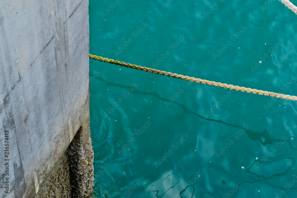 Old rope and water  in the harbor