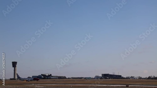 Plane taxi in airport