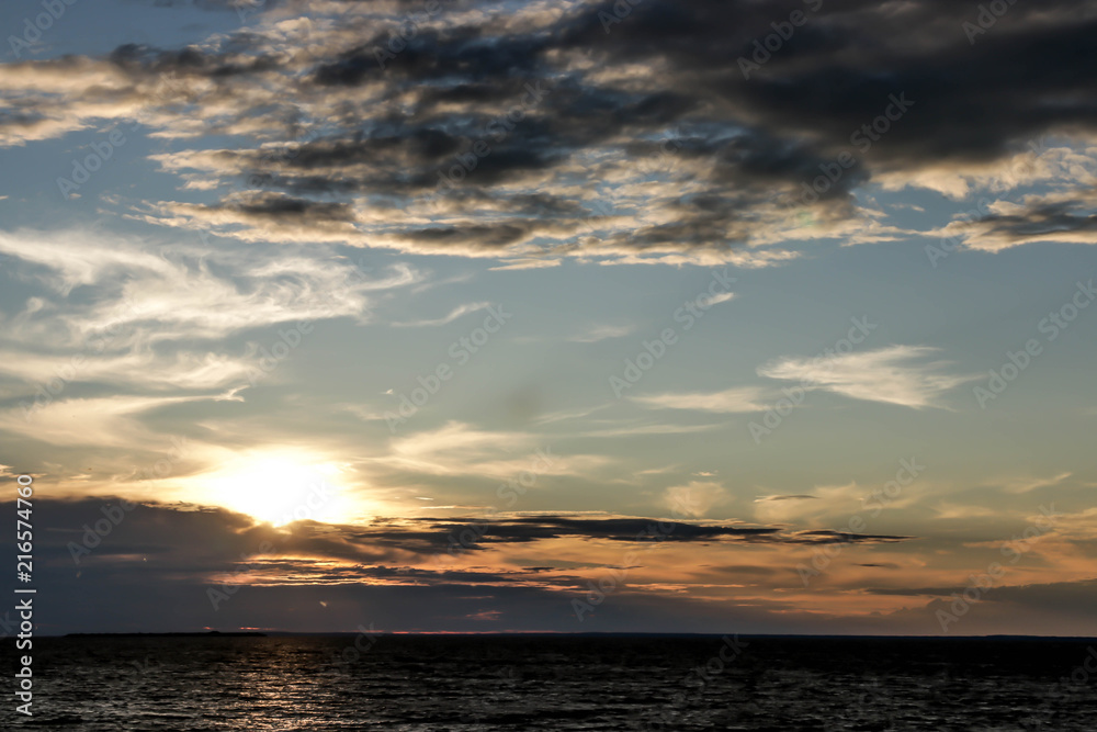 summer sunset on the waters of the Gulf of Finland.