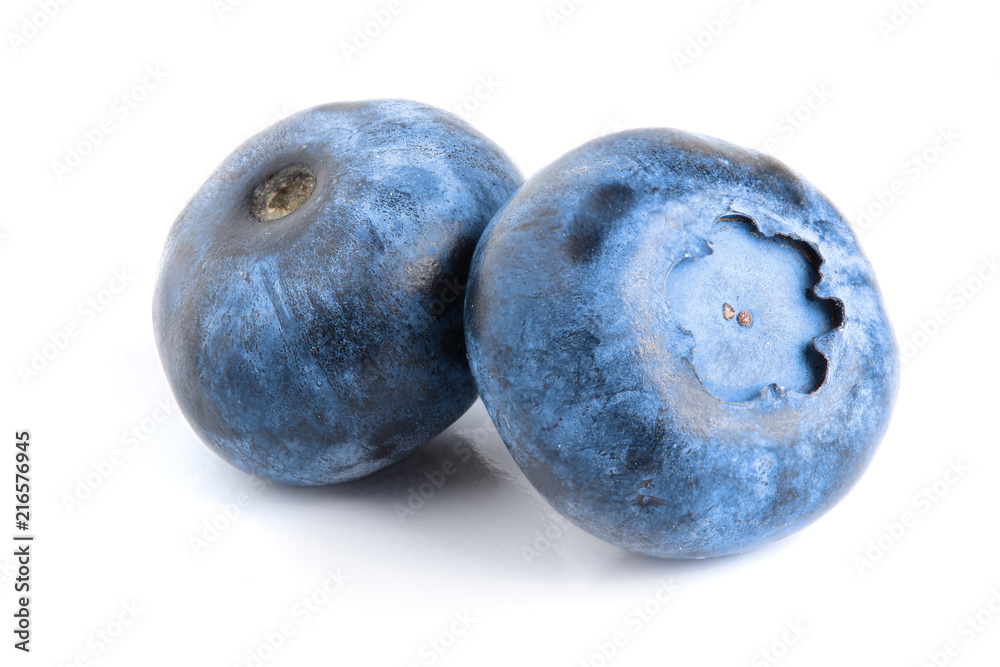 two fresh blueberry isolated on white background two fresh blueberry isolated on white background