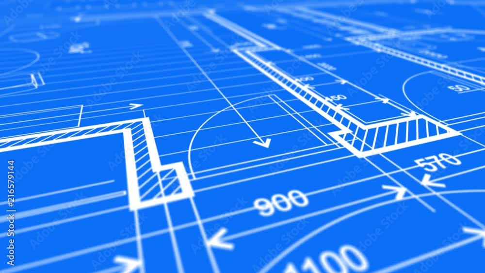 Architecture design: blueprint plan - illustration of a plan modern residential building / technology, industry, business concept illustration: real estate, building, construction, architecture