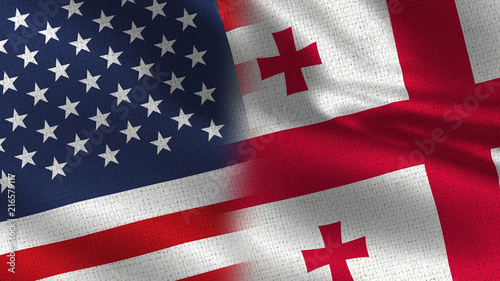 Photography Usa Georgia Realistic Half Flags Together
