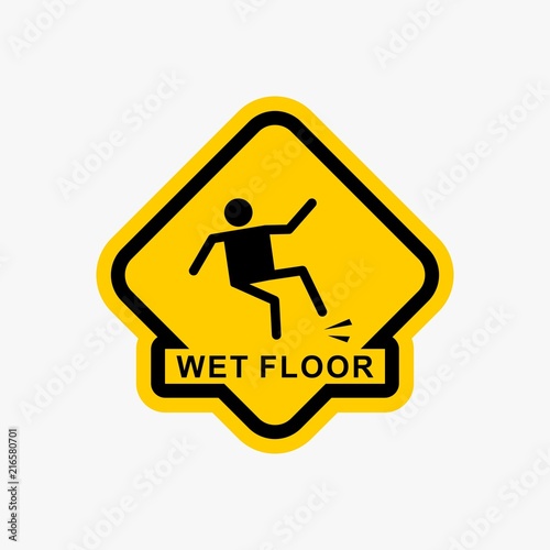 Wet floor sign warning icon design vector