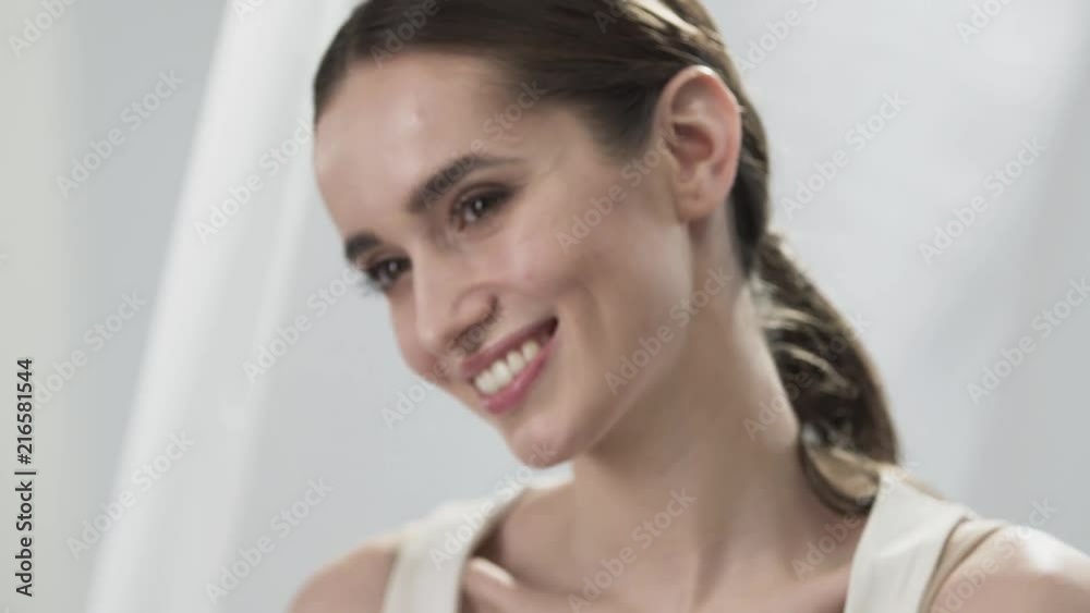 Portrait Beautiful Smiling Woman With Natural Makeup Portrait Beautiful Smiling Woman With Natural Makeup