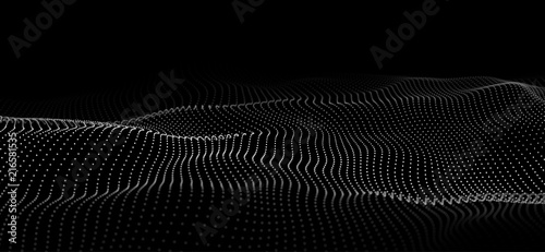 Technology dark background. Cyber technology. Big data. Abstract wave.Vector illustration.