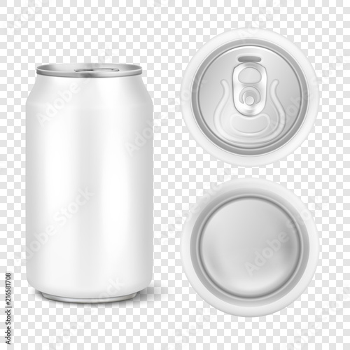 Vector realistic 3d empty glossy metal white aluminium beer pack or can visual 330ml. Can be used for lager, alcohol, soft drink, soda, fizzy pop, lemonade, cola, energy drink, juice, water etc. Icon