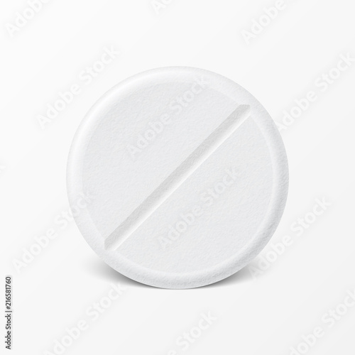 Vector realistic 3d white medical pill icon isolated on white background. Design template for graphics, banners. Horizontal position