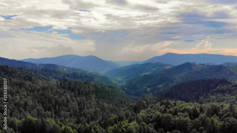 Aerial View Of Carpathian Mountains In Cloudy Day Aerial View Of Carpathian Mountains In Cloudy Day