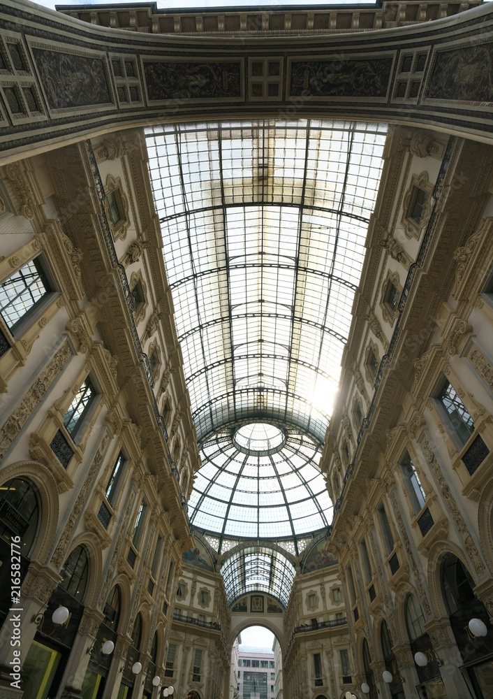 Milan,Italy-July 24,2018: Roof of Galleria Vittorio Emanuele II, Milan