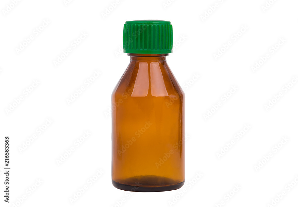 Amber Glass Bottle with Green Cap Amber Glass Bottle with Green Cap