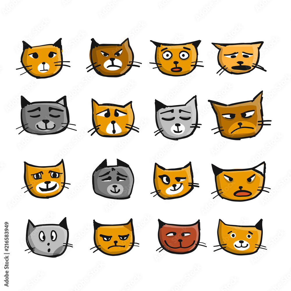 Cat faces, sketch for your design