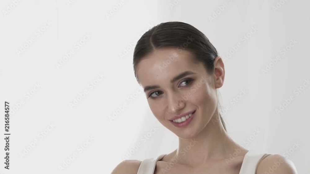 Portrait Beautiful Smiling Woman With Natural Makeup Portrait Beautiful Smiling Woman With Natural Makeup