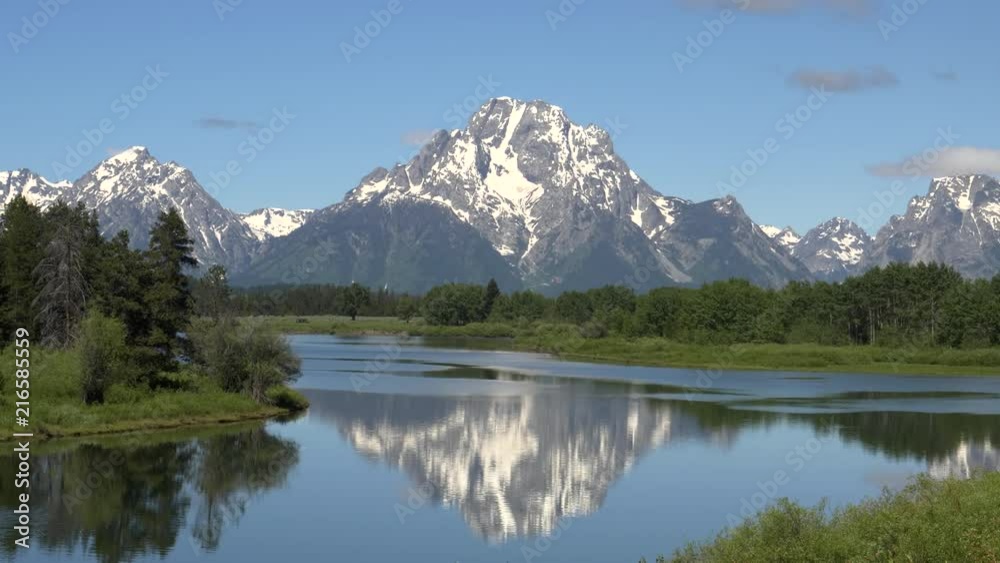 a morning shot of mount moran reflection at oxbow bend in grand teton national park in the united states a morning shot of mount moran reflection at oxbow bend in grand teton national park in the united states