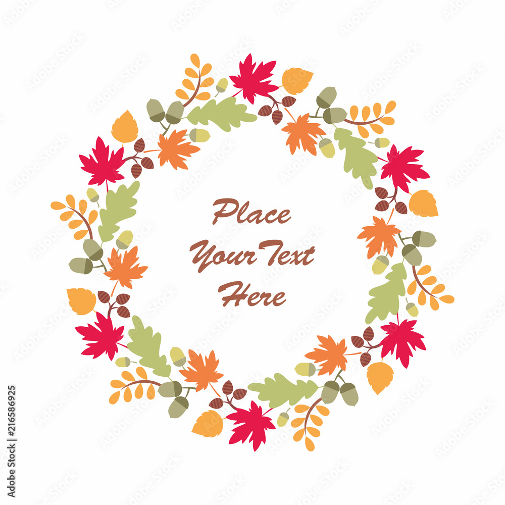 Round frame autumn leaves white background Vector Image