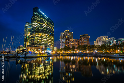 Harbor East at night  in Baltimore  Maryland