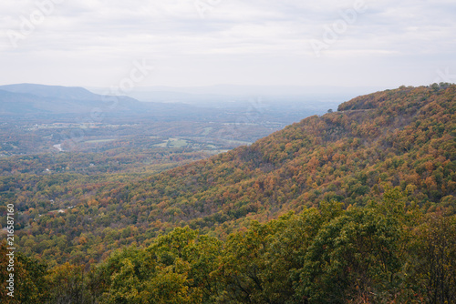 Hazy autumn view from Skyline Drive in Shenandoah National Park, Virginia
