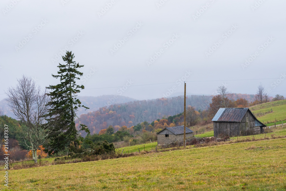 Old barn along the Blue Ridge Parkway in the Appalachian Mountains of Virginia