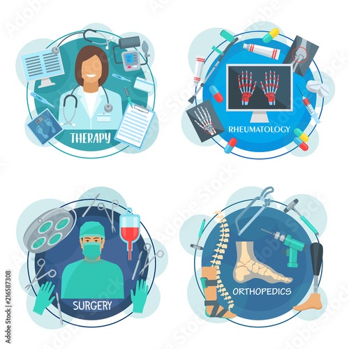 Surgery, therapy and rheumatology medicine icon