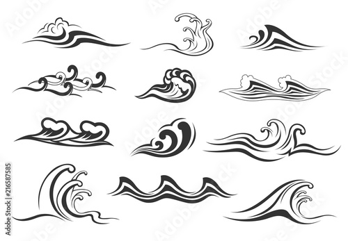 Water wave of sea or ocean icon for nature design
