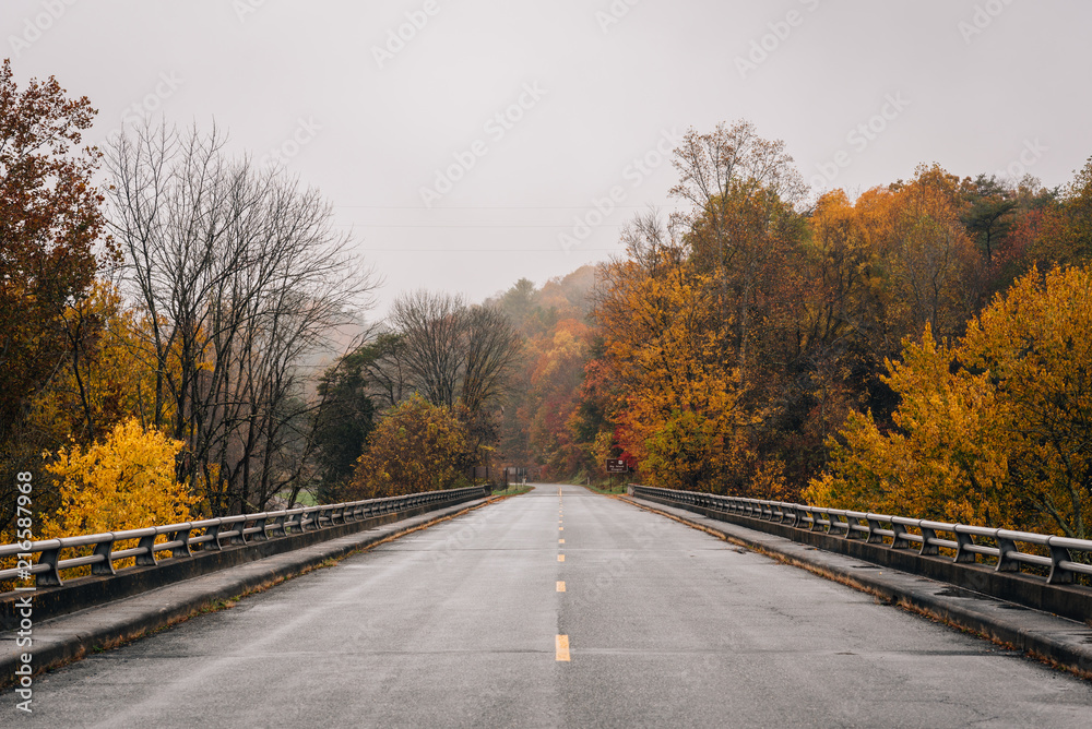 Autumn color and bridge over the James River on the Blue Ridge Parkway, near Big Island, Virginia. Autumn color and bridge over the James River on the Blue Ridge Parkway, near Big Island, Virginia.