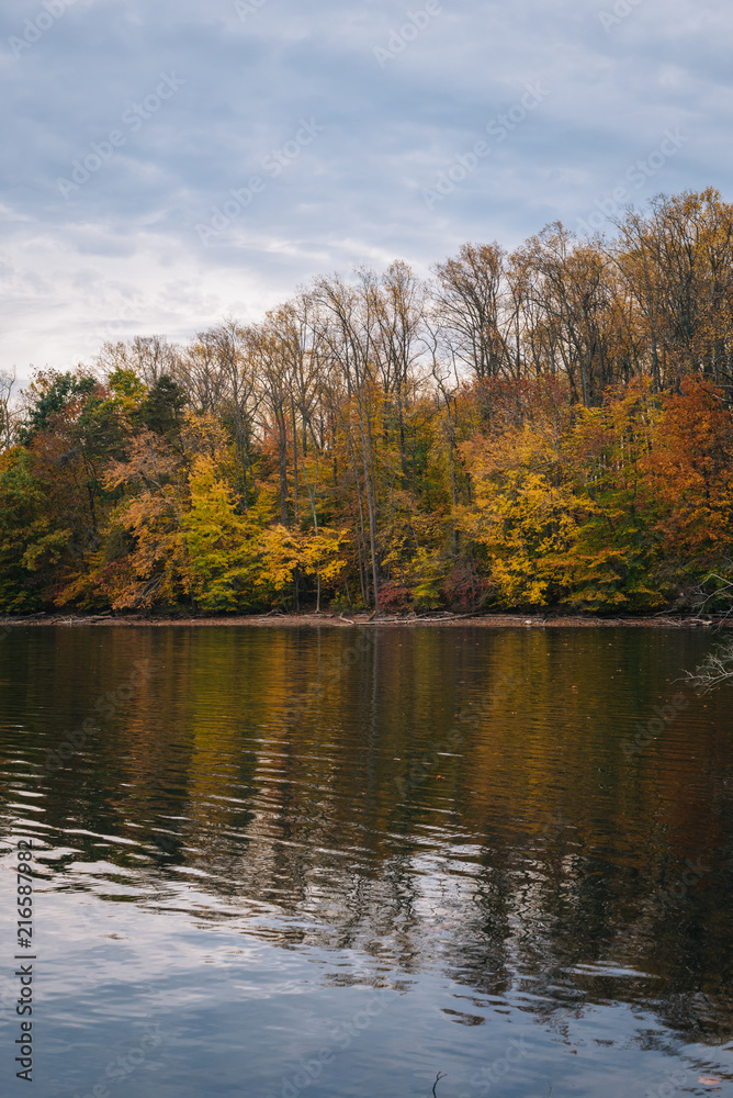 Autumn color at Loch Raven Reservoir, in Cockeysville, Maryland.