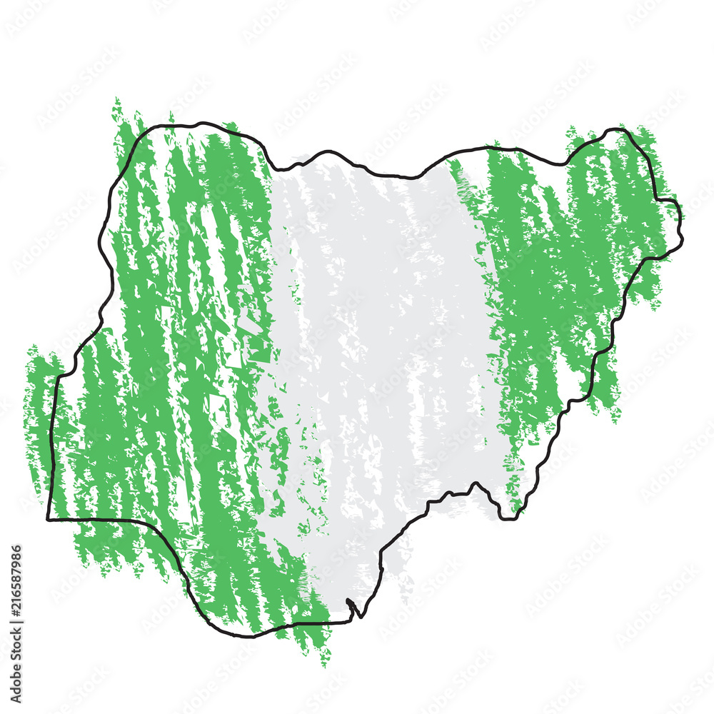 Map Of Nigeria Sketch Sketch Of A Map Of Nigeria Stock Vector | Adobe Stock