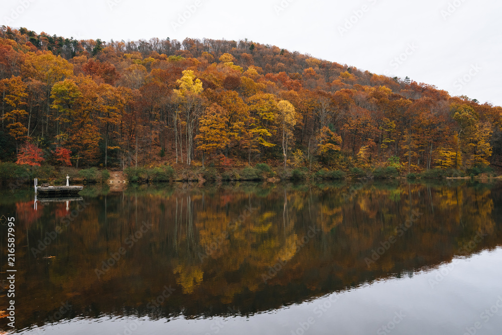 Autumn color at Sherando Lake, near the Blue Ridge Parkway in George Washington National Forest, Virginia.