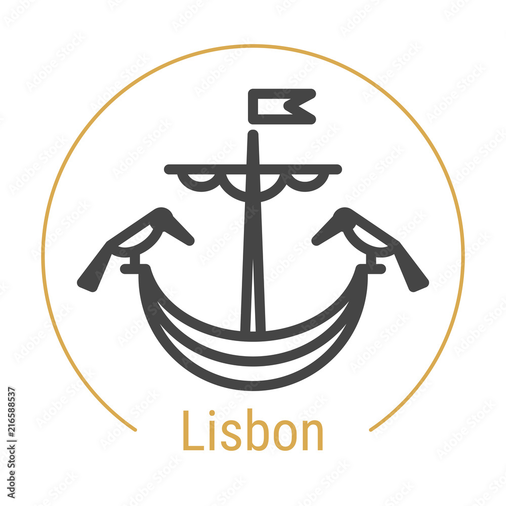Lisbon, Portugal Vector Line Icon Lisbon, Portugal Vector Line Icon
