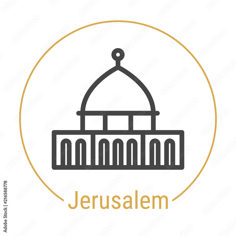 Jerusalem, Israel Vector Line Icon