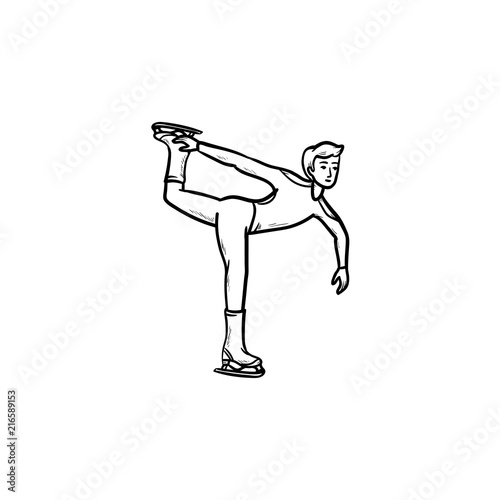 Male figure skater hand drawn outline doodle icon