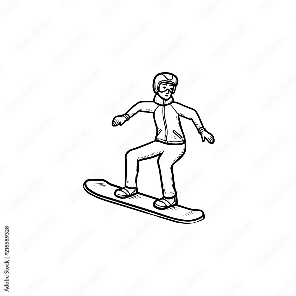 Snowboarder hand drawn outline doodle icon