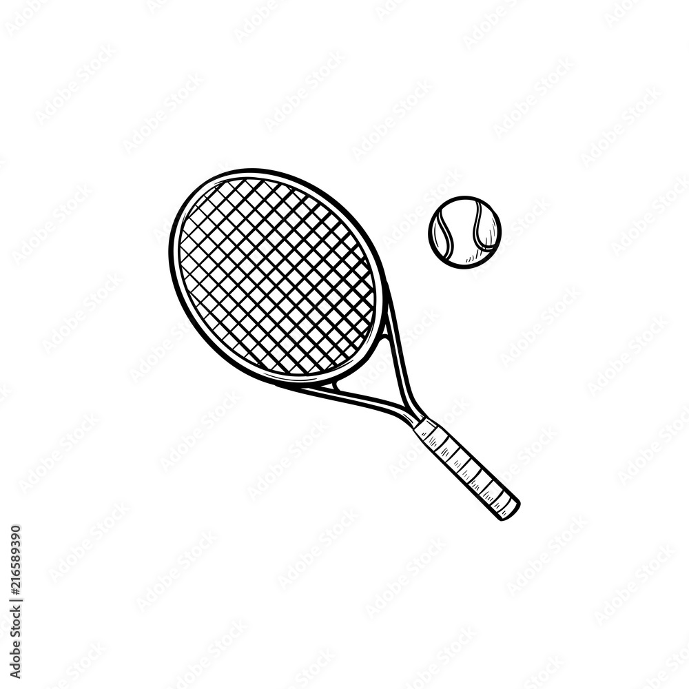 Tennis Racket And Ball Black And White