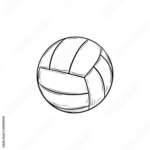 Ball for playing volleyball hand drawn outline doodle icon. Valleyball equipment, team sport activity concept. Vector sketch illustration for print, web, mobile and infographics on white background.