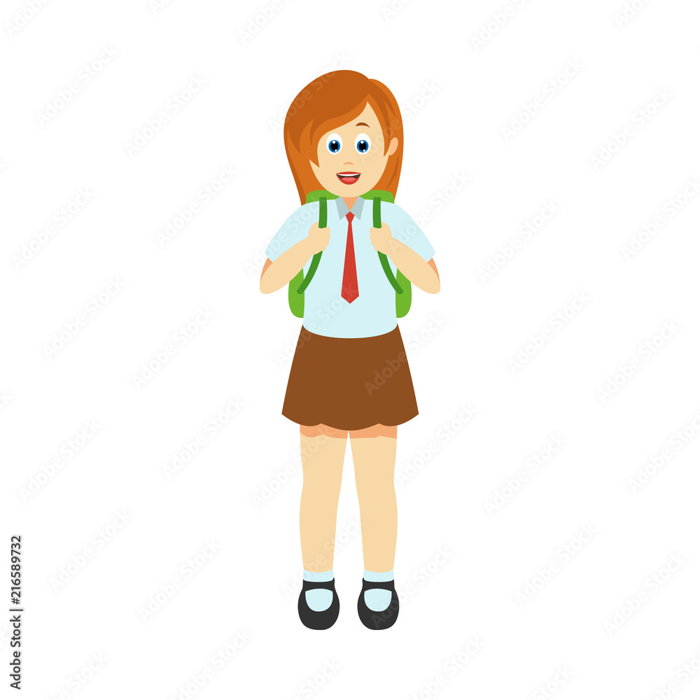 illustration of a girl in school dress illustration of a girl in school dress
