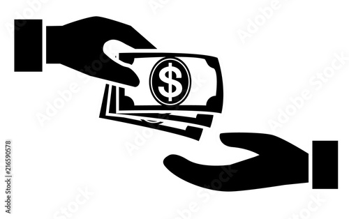 receiving money banknotes stack icon