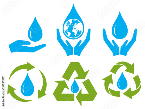 save water sign symbol set